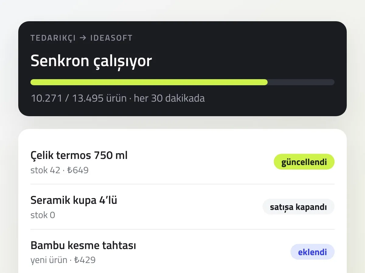 Tedarikçi verisinin IdeaSoft mağazasına aktarımı